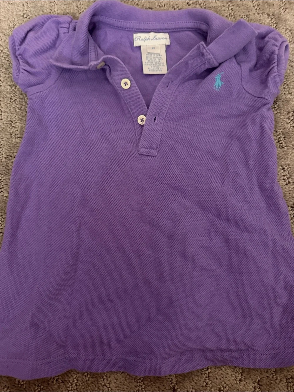 Ralph Lauren Girls' Lilac Polo Shirt with Aqua Pony